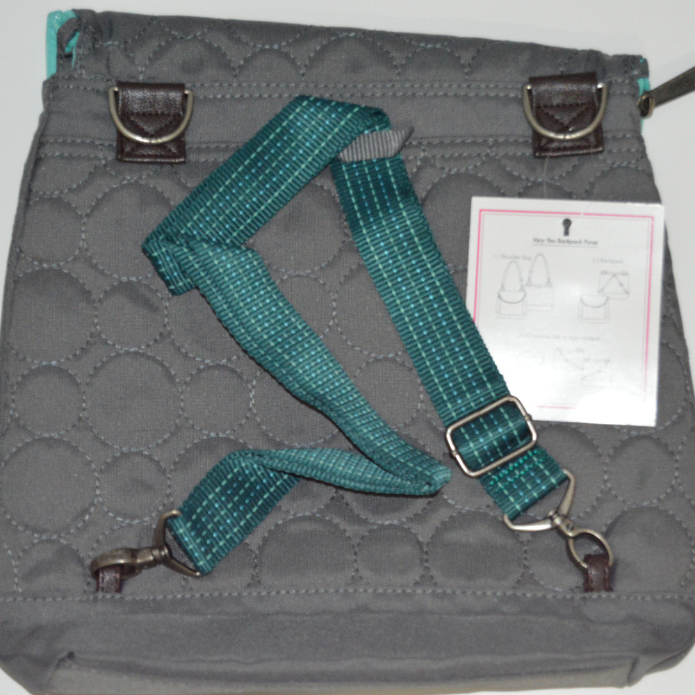 Backpack Purse Quilted Dots Gray - Picture 2 of 5